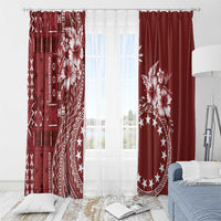 Kia Orana Cook Islands Window Curtain Tiare and Stars - Scarlet LT7 - Polynesian Pride