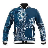 Kia Orana Cook Islands Baseball Jacket Tiare and Stars - Navy Blue LT7 Unisex Navy Blue - Polynesian Pride