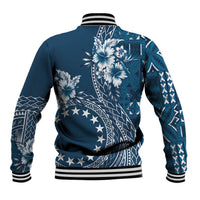 Kia Orana Cook Islands Baseball Jacket Tiare and Stars - Navy Blue LT7 - Polynesian Pride