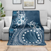 Kia Orana Cook Islands Blanket Tiare and Stars - Navy Blue LT7 - Polynesian Pride