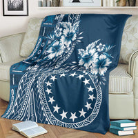 Kia Orana Cook Islands Blanket Tiare and Stars - Navy Blue LT7 - Polynesian Pride