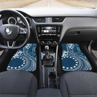 Kia Orana Cook Islands Car Mats Tiare and Stars - Navy Blue LT7 Set 2pcs - Front Navy Blue - Polynesian Pride