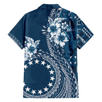 Kia Orana Cook Islands Family Matching Short Sleeve Bodycon Dress and Hawaiian Shirt Tiare and Stars - Navy Blue