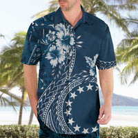 Kia Orana Cook Islands Hawaiian Shirt Tiare and Stars - Navy Blue LT7 - Polynesian Pride