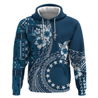 Kia Orana Cook Islands Hoodie Tiare and Stars - Navy Blue LT7 Pullover Hoodie Navy Blue - Polynesian Pride