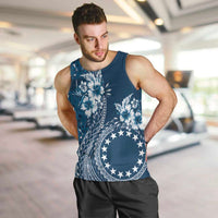 Kia Orana Cook Islands Men Tank Top Tiare and Stars - Navy Blue LT7 Navy Blue - Polynesian Pride