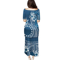 Kia Orana Cook Islands Puletasi Tiare and Stars - Navy Blue LT7 - Polynesian Pride
