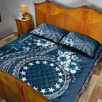 Kia Orana Cook Islands Quilt Bed Set Tiare and Stars - Navy Blue LT7 - Polynesian Pride