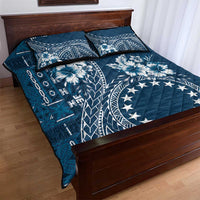 Kia Orana Cook Islands Quilt Bed Set Tiare and Stars - Navy Blue LT7 - Polynesian Pride