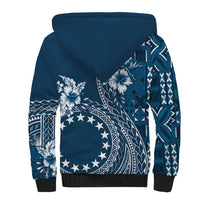 Kia Orana Cook Islands Sherpa Hoodie Tiare and Stars - Navy Blue LT7 - Polynesian Pride