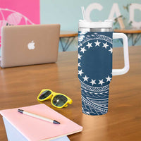 Kia Orana Cook Islands Tumbler With Handle Tiare & Stars - Navy Blue LT7 - Polynesian Pride