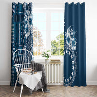 Kia Orana Cook Islands Window Curtain Tiare and Stars - Navy Blue LT7 - Polynesian Pride