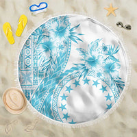 Kia Orana Cook Islands Beach Blanket Tiare and Stars - Turquoise LT7 One Size 150cm Turquoise - Polynesian Pride
