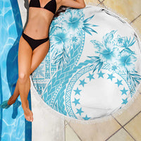 Kia Orana Cook Islands Beach Blanket Tiare and Stars - Turquoise LT7 - Polynesian Pride
