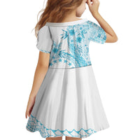 Kia Orana Cook Islands Kid Short Sleeve Dress Tiare and Stars - Turquoise
