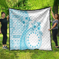 Kia Orana Cook Islands Quilt Tiare and Stars - Turquoise