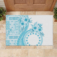 Kia Orana Cook Islands Rubber Doormat Tiare and Stars - Turquoise LT7 Turquoise - Polynesian Pride