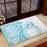 Kia Orana Cook Islands Rubber Doormat Tiare and Stars - Turquoise LT7 - Polynesian Pride