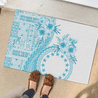 Kia Orana Cook Islands Rubber Doormat Tiare and Stars - Turquoise LT7 - Polynesian Pride