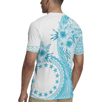 Kia Orana Cook Islands Rugby Jersey Tiare and Stars - Turquoise LT7 - Polynesian Pride