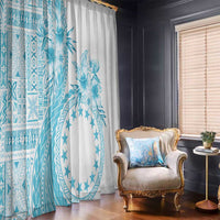 Kia Orana Cook Islands Window Curtain Tiare and Stars - Turquoise LT7 - Polynesian Pride