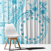 Kia Orana Cook Islands Window Curtain Tiare and Stars - Turquoise LT7 - Polynesian Pride