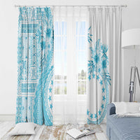 Kia Orana Cook Islands Window Curtain Tiare and Stars - Turquoise LT7 - Polynesian Pride
