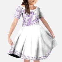 Kia Orana Cook Islands Family Matching Short Sleeve Bodycon Dress and Hawaiian Shirt Tiare and Stars - Lavender