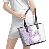 Kia Orana Cook Islands Leather Tote Bag Tiare and Stars - Lavender LT7 - Polynesian Pride