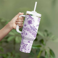Kia Orana Cook Islands Tumbler With Handle Tiare & Stars - Lavender LT7 - Polynesian Pride