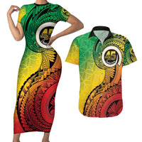 Vanuatu 45th Independence Anniversary Couples Matching Short Sleeve Bodycon Dress and Hawaiian Shirt Ni-Van Sandroing LT7 Colorful - Polynesian Pride
