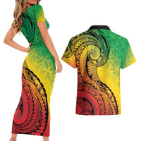 Vanuatu 45th Independence Anniversary Couples Matching Short Sleeve Bodycon Dress and Hawaiian Shirt Ni-Van Sandroing LT7 - Polynesian Pride