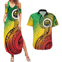Vanuatu 45th Independence Anniversary Couples Matching Summer Maxi Dress and Hawaiian Shirt Ni-Van Sandroing LT7 Colorful - Polynesian Pride