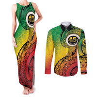 Vanuatu 45th Independence Anniversary Couples Matching Tank Maxi Dress and Long Sleeve Button Shirt Ni-Van Sandroing LT7 Colorful - Polynesian Pride