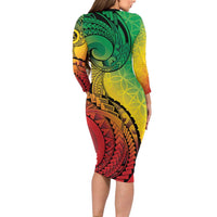 Vanuatu 45th Independence Anniversary Family Matching Long Sleeve Bodycon Dress and Hawaiian Shirt Ni-Van Sandroing - Polynesian Pride