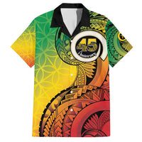 Vanuatu 45th Independence Anniversary Family Matching Off Shoulder Maxi Dress and Hawaiian Shirt Ni-Van Sandroing LT7 Dad's Shirt - Short Sleeve Colorful - Polynesian Pride