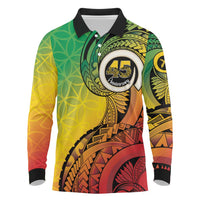 Vanuatu 45th Independence Anniversary Long Sleeve Polo Shirt Ni-Van Sandroing - Polynesian Pride