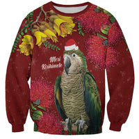 Kakapo Bird New Zealand Sweatshirt Floral Christmas LT7 Unisex Red - Polynesian Pride