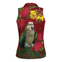 Kakapo Bird New Zealand Women Sleeveless Polo Shirt Floral Christmas