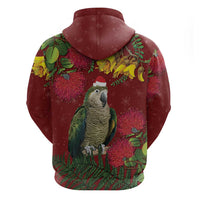 Kakapo Bird New Zealand Zip Hoodie Floral Christmas