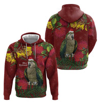 Kakapo Bird New Zealand Zip Hoodie Floral Christmas