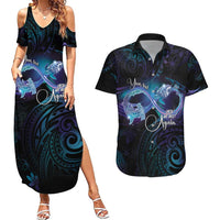 Polynesian Personalized Memorial Couples Matching Summer Maxi Dress and Hawaiian Shirt Oceanic Infinity Symbol - Until We Meet Again LT7 Black - Polynesian Pride