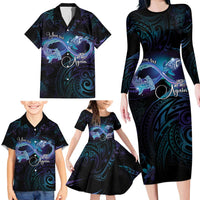 Polynesian Personalized Memorial Family Matching Long Sleeve Bodycon Dress and Hawaiian Shirt Oceanic Infinity Symbol - Until We Meet Again - Polynesian Pride