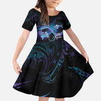 Polynesian Personalized Memorial Family Matching Puletasi and Hawaiian Shirt Oceanic Infinity Symbol - Until We Meet Again LT7 Daughter's Dress Black - Polynesian Pride