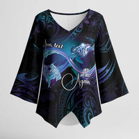 Polynesian Personalized Memorial Kimono Sleeve Blouse Oceanic Infinity Symbol - Until We Meet Again LT7 Female Black - Polynesian Pride