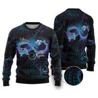 Polynesian Personalized Memorial Ugly Christmas Sweater Oceanic Infinity Symbol - Until We Meet Again LT7 Black - Polynesian Pride
