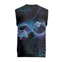 Polynesian Personalized Memorial Christmas Knitted V-Neck Vest Oceanic Infinity Symbol - Until We Meet Again LT7 - Polynesian Pride