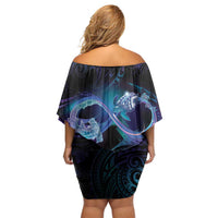 Polynesian Personalized Memorial Off Shoulder Short Dress Oceanic Infinity Symbol - Until We Meet Again - Polynesian Pride