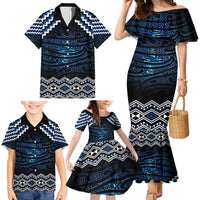 New Zealand Matariki Family Matching Mermaid Dress and Hawaiian Shirt Galaxy Styled Taniko