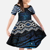 New Zealand Matariki Kid Short Sleeve Dress Galaxy Styled Taniko